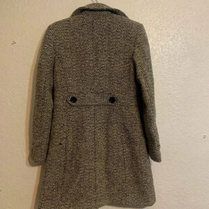 iacca Black‎ White Wool Blend Tweed Knit Double Breasted Short Jacket Coat sz M